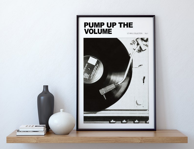 Svartvitt retro väggkonsttryck, vintage musikaffisch, vinylskiva väggkonst, retro affischtryck, retro heminredning hallväggkonst bild 4