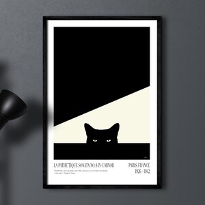 Black Cat Printable Wall Art, Pop Art Wall Art, Black and White Print ...