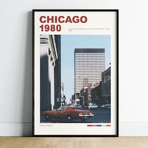 Chicago Wall Art Printable, Chicago Digital Download, Cityscape Wall Art, Retro Wall Art, Chicago Travel Poster, Travel Gift, Retro Poster