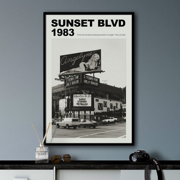 Los Angeles Wall Art Print, Californië print, zwart-witte muurkunst, Los Angeles print, Hollywood kunst aan de muur, retro kunst aan de muur