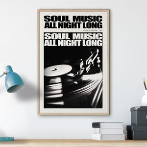 Retro Wall Art Music Poster Soul Music Apartment Decor, Album Cover Posters, Bar Cart Art, Music Lover Wall Art, Music Lover Gift