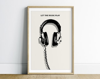 Retro Printable Pop Art Wall Art, Minimalist Wall Art Digital Download, Retro Music Print, Monochrome Pop Art Poster, Instant Download