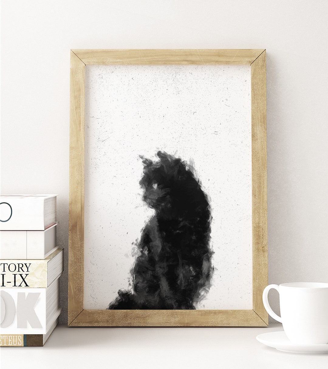 Black and White Printable Wall Art, Digital Download Cat Print ...