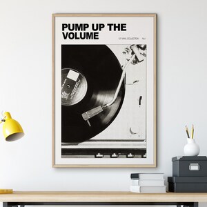 Svartvitt retro väggkonsttryck, vintage musikaffisch, vinylskiva väggkonst, retro affischtryck, retro heminredning hallväggkonst bild 5