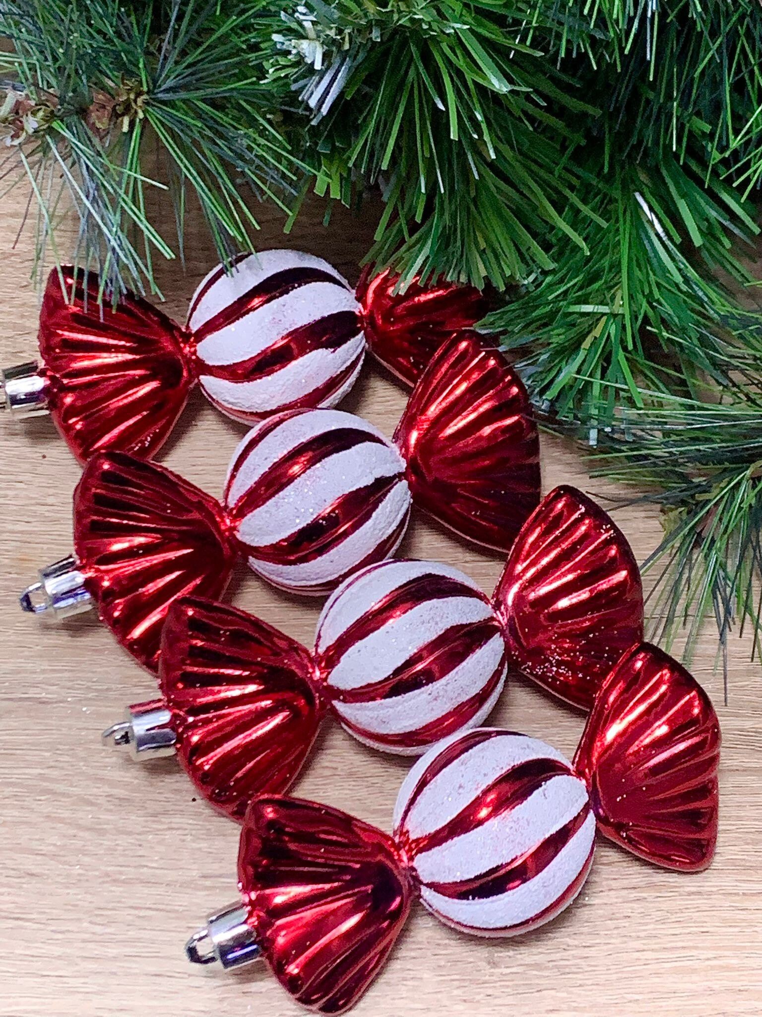 Set of 6 Candy Cane Sweets Hanging Christmas Tree Decoration Etsy UK