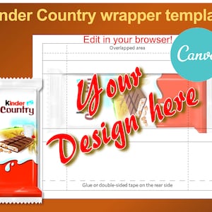 Kinder Country bar wrapper template. Editable Canva template . DIY. Party favors. gifts