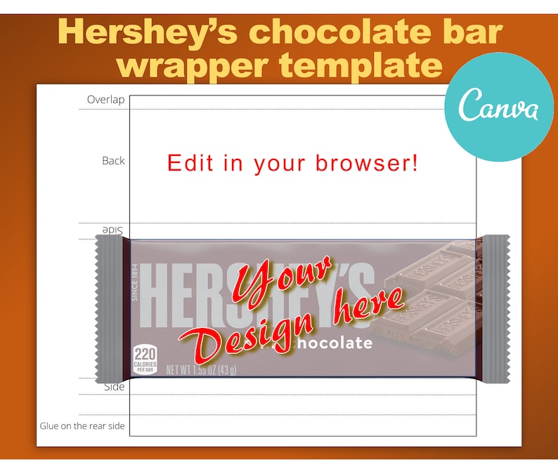 Hershey's Chocolate Candy Wrapper Template. Editable Canva Etsy Hong Kong