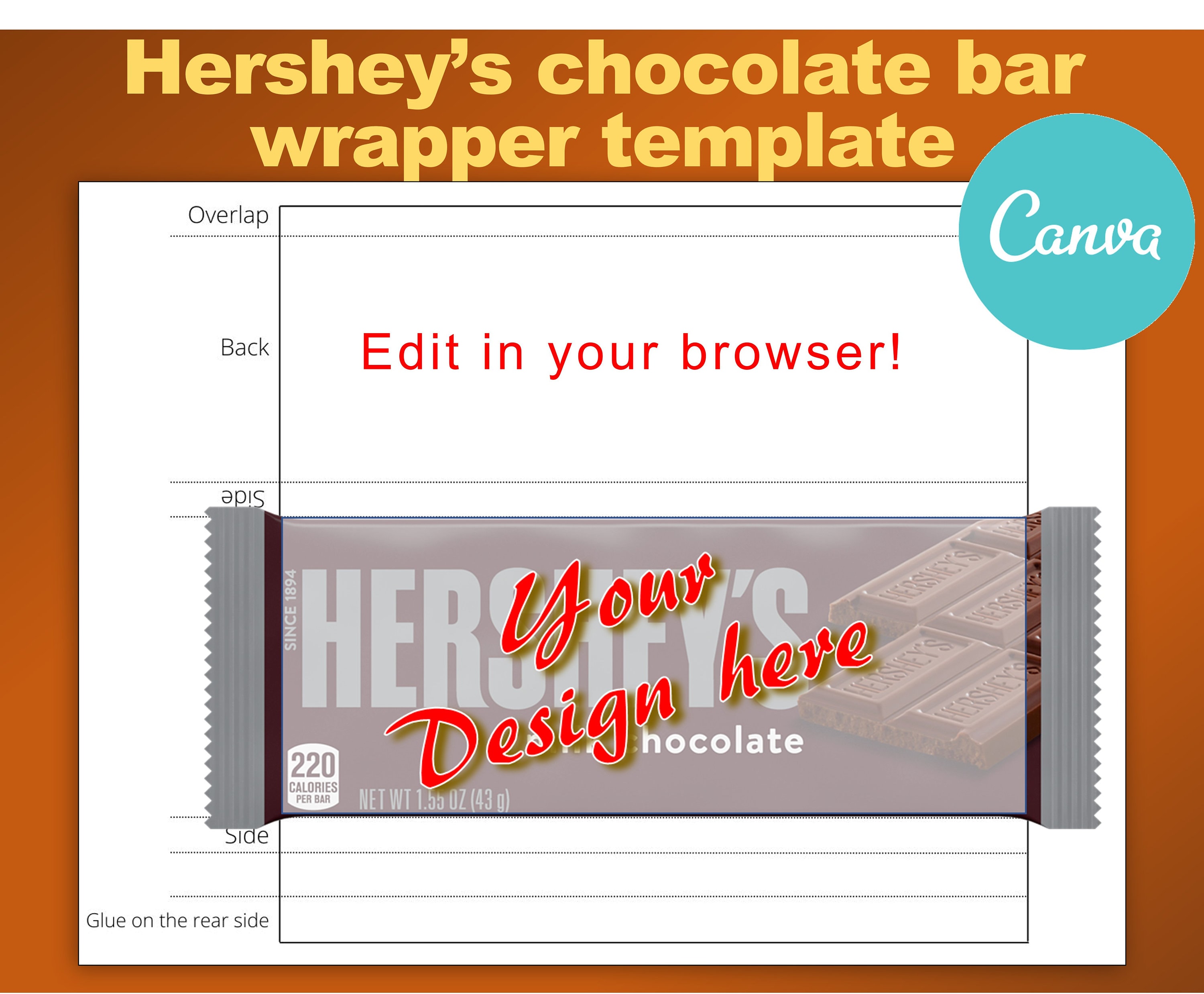 Designer Candy Wrapper Hershey's Candy Wrapper Chocolate 