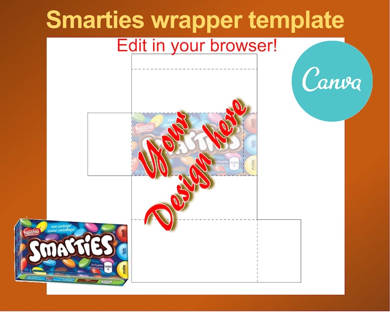 Nestle Smarties Mini Box Label Schablone. Editierbare Canva Etsy