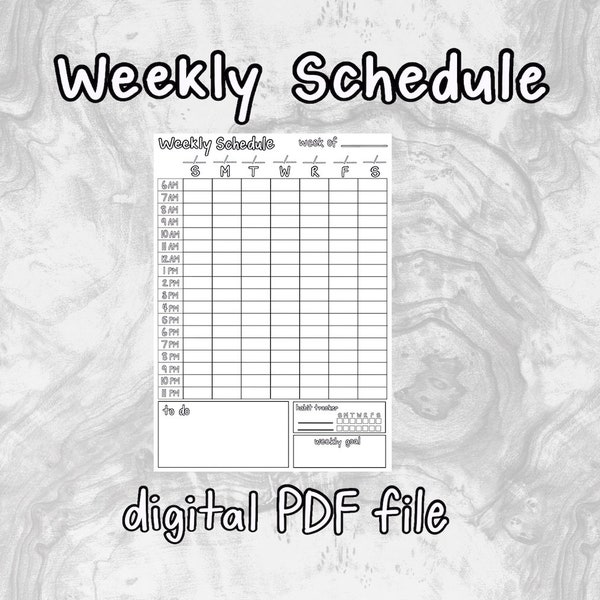 digital PDF weekly planner | time blocking template | habit tracker | printable instant download | minimalist, productivity
