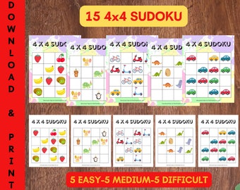kids sudoku 4x4 etsy