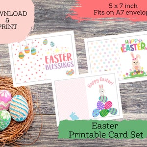 3 Printable Easter Card Set, Greeting Cards, Instant Download Easter ...