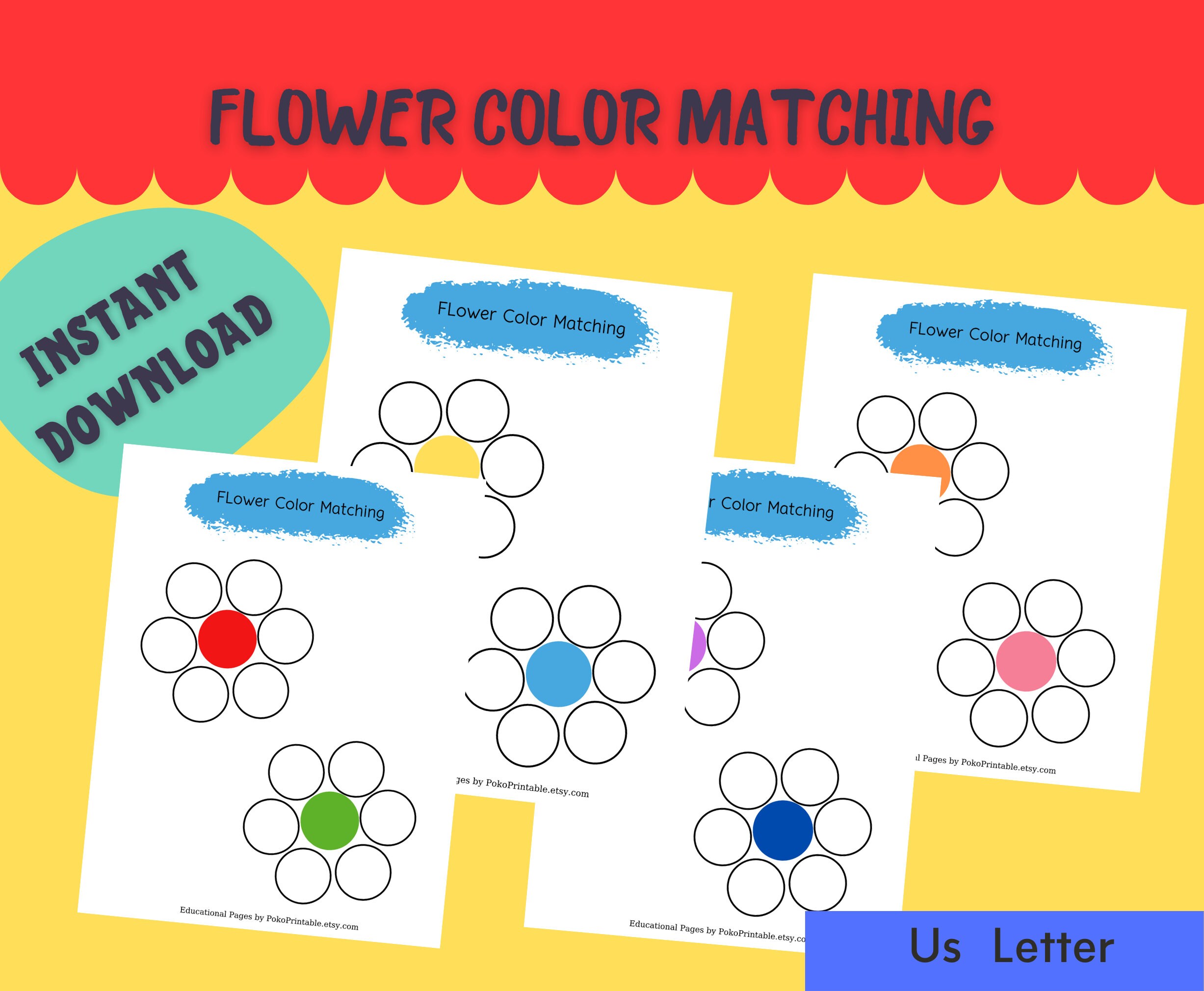 Toys Homeschool Activity Flower Color Matching Game Learning Color