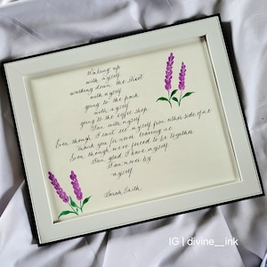 Handgeschriebene Kalligraphie gerahmt - Poesie - Zitate - Liebesbrief - Hochzeit - Gelübde - Songtexte - Notizen - Alles