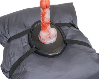 Original Dildo Mount for your Suction Cup Adult Toys - Sex Toy Platform to Strap to a Pillow or Towel - Handmade in the USA (Graphite Black)