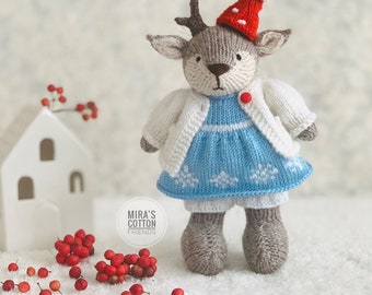 Handgestrickte Reindeer Puppe - Weihnachts Plüschtier, Waldorf inspiriert