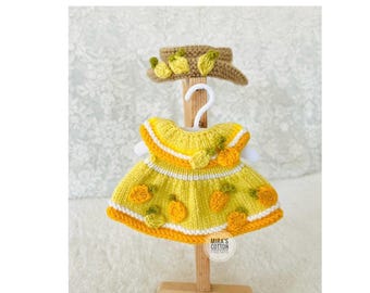 Zitronen Kleid & Mütze Strickanleitung für Plüsch Bär (PDF)
