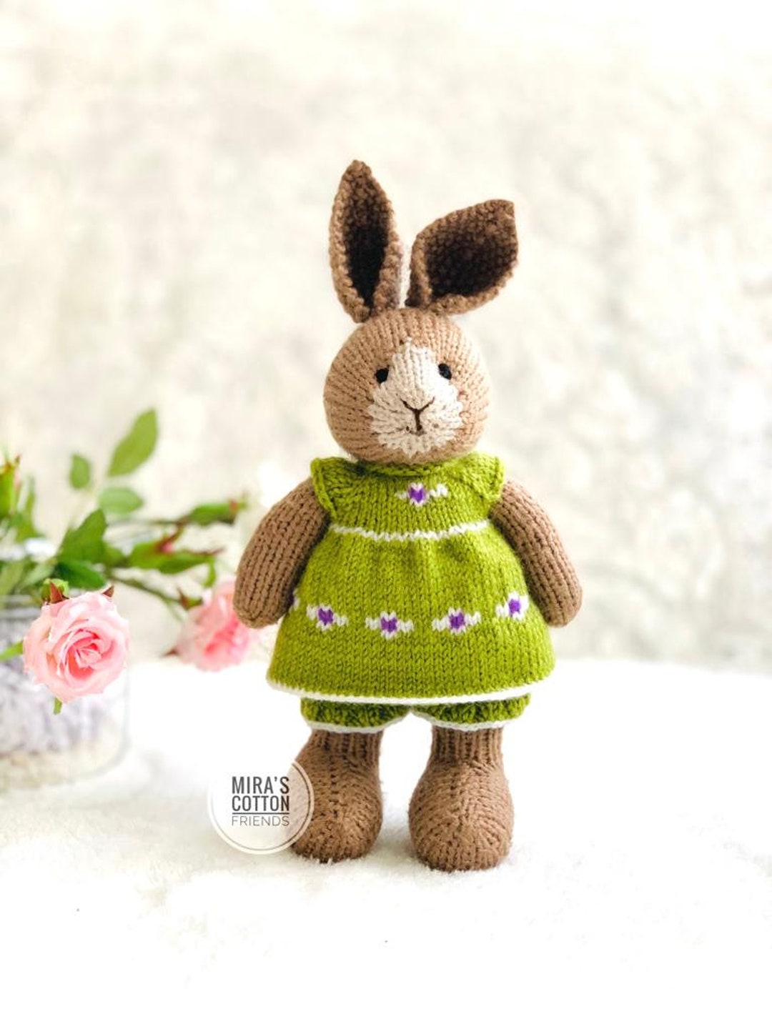 Hand-knitted Bunny Plush – Olivia, Cotton Rabbit Toy With Removable ...