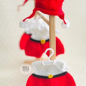 Knitting Pattern PDF – Little Santa Helper Outfit – Digital Christmas Clothes for Plush Toys – Miras Cotton Friends