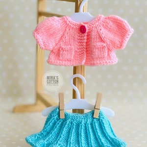 PDF Knitting Pattern Set – “Little Fashionista” – Clothes for Bunny Dolls – Digital Download – Knitted Dress & Jacket