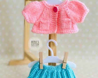 Patrón de tejido para ropa de conejito: chaqueta y falda (descarga en PDF)