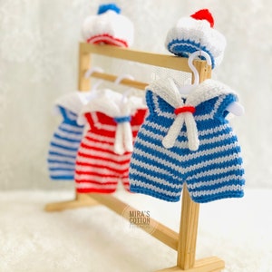 Knitting Pattern PDF – Little Sailor Outfit for Plush Toys – Digital Download – Miras Cotton Friends Toy Clothes