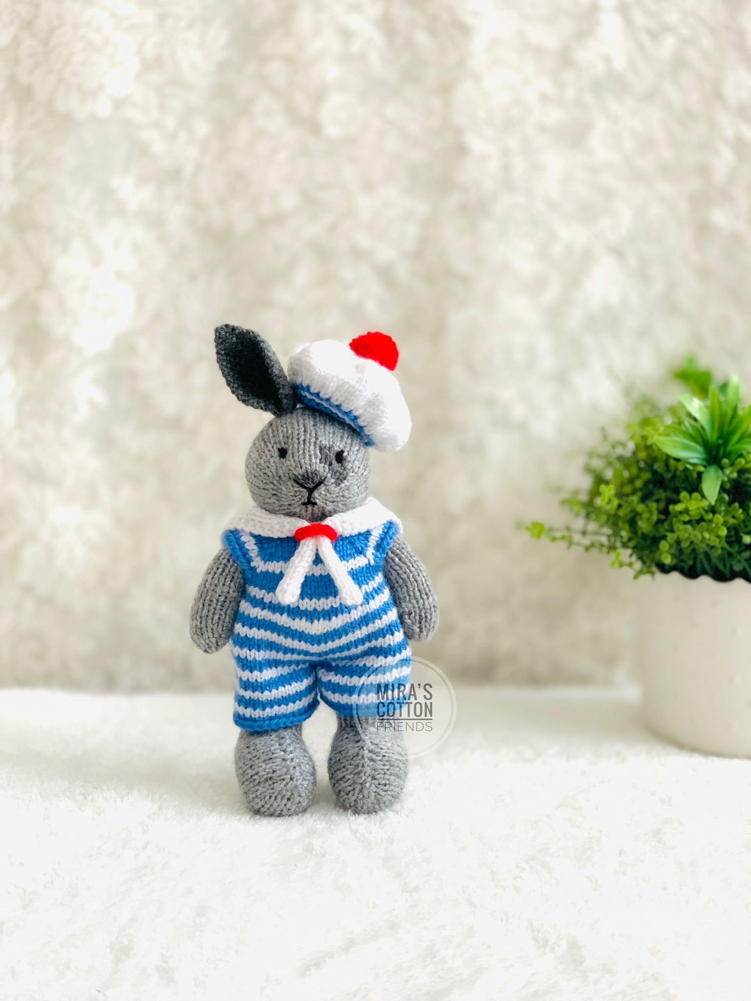 Archie Bunny Rabbit Hand-knitted Bunny Doll – Archie the Sailor, Nautical Nursery Decor - Etsy