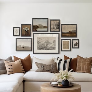 Framed Vintage Gallery Wall Art Set: Warm Tones, Set of 9 #228