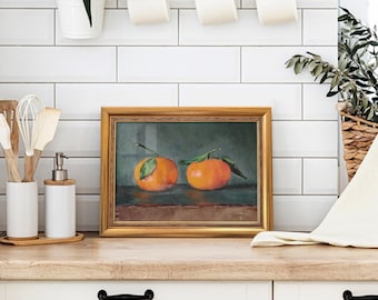 Vintage Framed Citrus Art Print, Framed Vintage Mandarin Print, Still Life Kitchen Painting Print, Vintage Fruit Wall, Farmhouse Decor #43