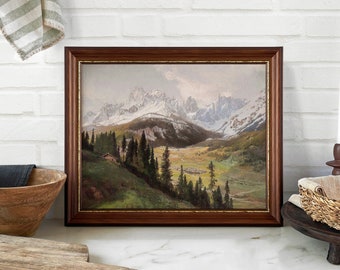 Framed Vintage Print, Mountain Scenery Wall Art, Wall Hanging, Transitional Design, Modern Farmhouse Decor, Housewarming Gift #145