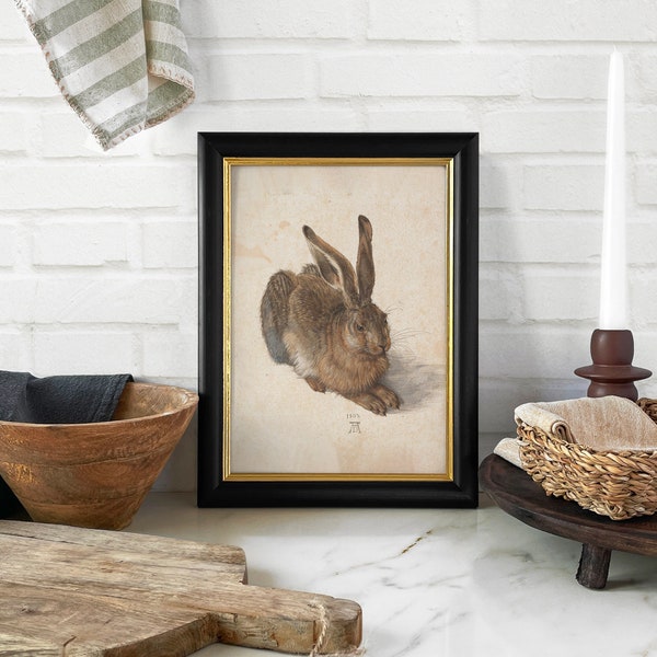 Framed Vintage Print, Rabbit Wall Art, Vintage Art Framed, Bunny Watercolor Print, Nursery Prints, Rustic Farmhouse, Housewarming Gift #168
