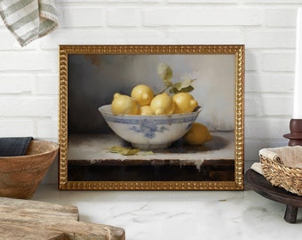 Framed Vintage Wall Art, Vintage Lemon Print, Still Life Kitchen Painting, Wall Hanging, Farmhouse Wall Decor, Housewarming Gift #18