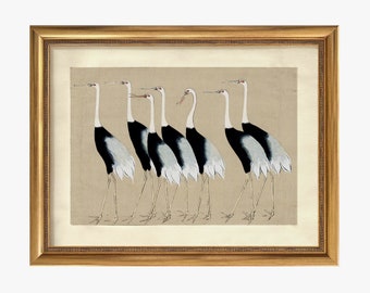 Wee Blue Coo Poster Con Aironi E Uccelli – Stampa D'Arte Vintage 30x41 Cm, Ispirata A Ogata Korin, Senza Cornice, Prodotto In Scozia