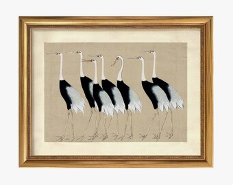 Wee Blue Coo Poster Con Aironi E Uccelli – Stampa D'Arte Vintage 30x41 Cm, Ispirata A Ogata Korin, Senza Cornice, Prodotto In Scozia