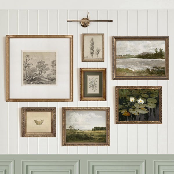 Framed Gallery Wall Art Set: Beige & Green Farmhouse Prints #196