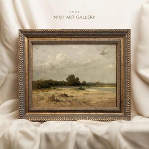 Framed Landscape Painting Print: Antique Farmhouse Wall Decor #65 EROS