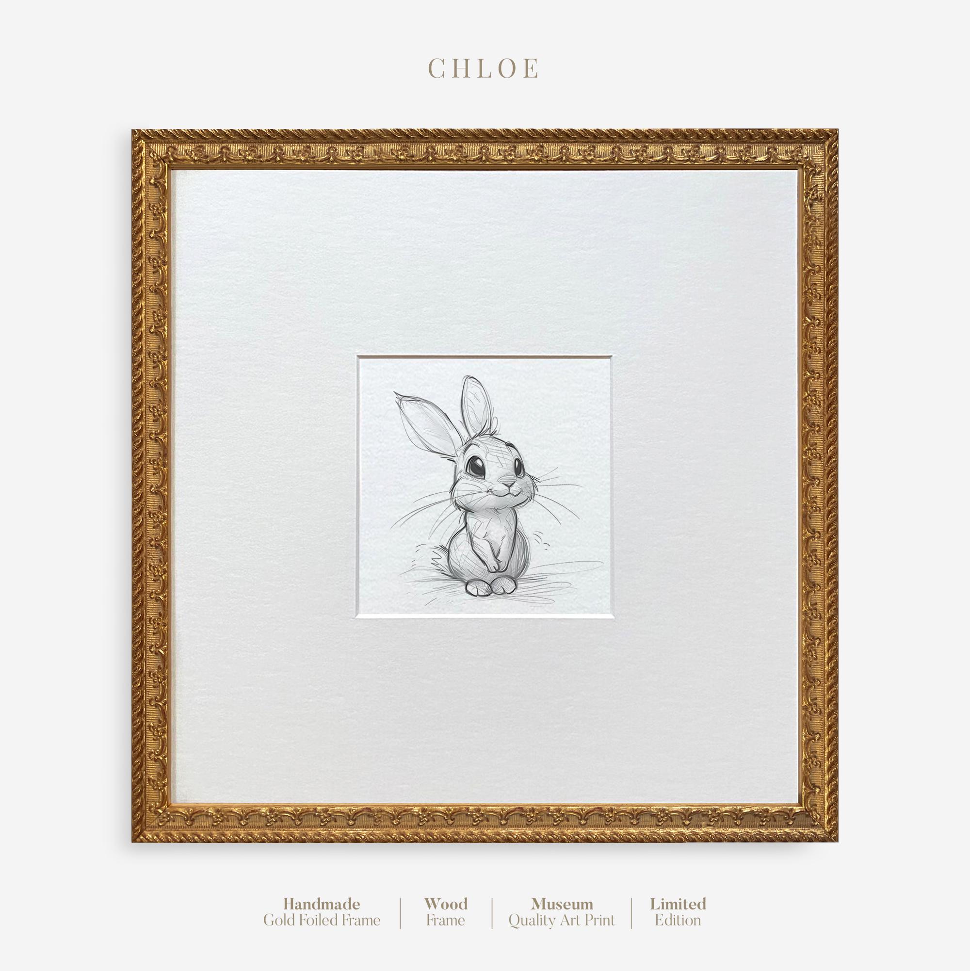 Framed Rabbit Sketch Art Print: Modern Nursery Wall Decor - Etsy