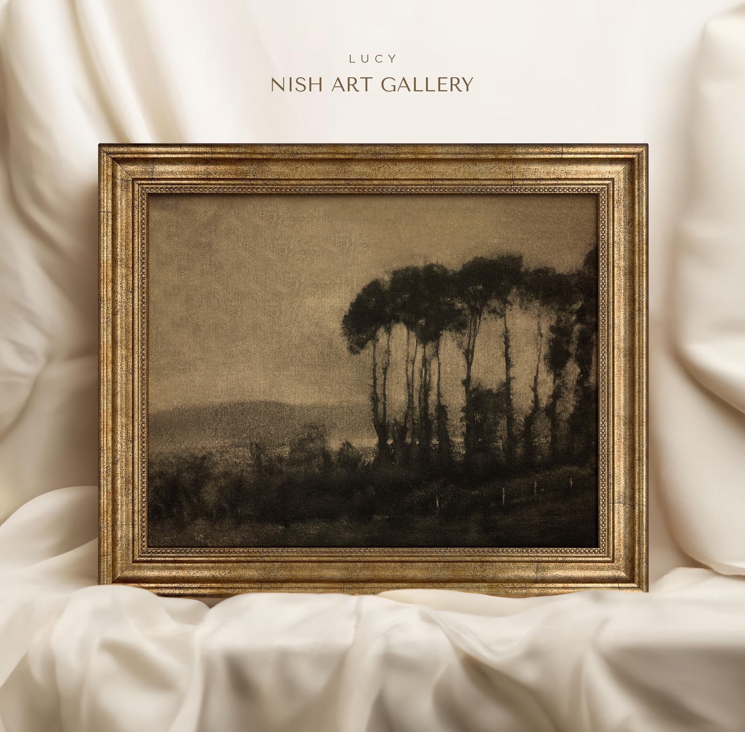 Framed Moody Forest Landscape Art Print: Vintage Farmhouse Wall Decor ...