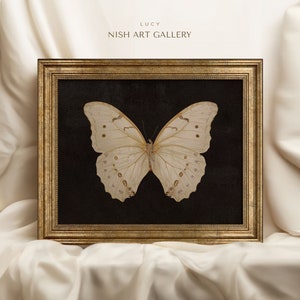 Framed Butterfly Art Print: Vintage Gothic Dark Academia Wall Decor #74