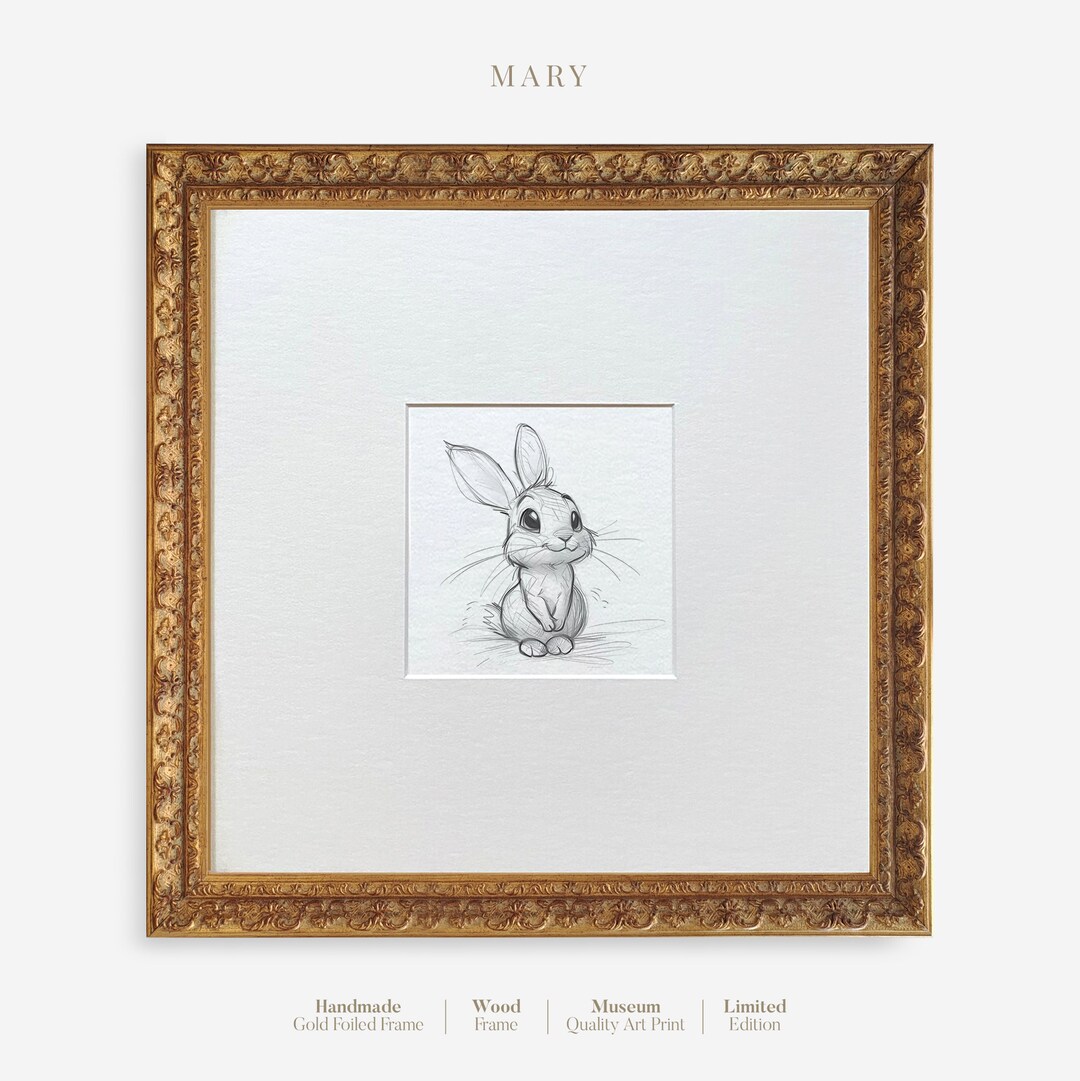 Framed Rabbit Sketch Art Print: Modern Nursery Wall Decor - Etsy