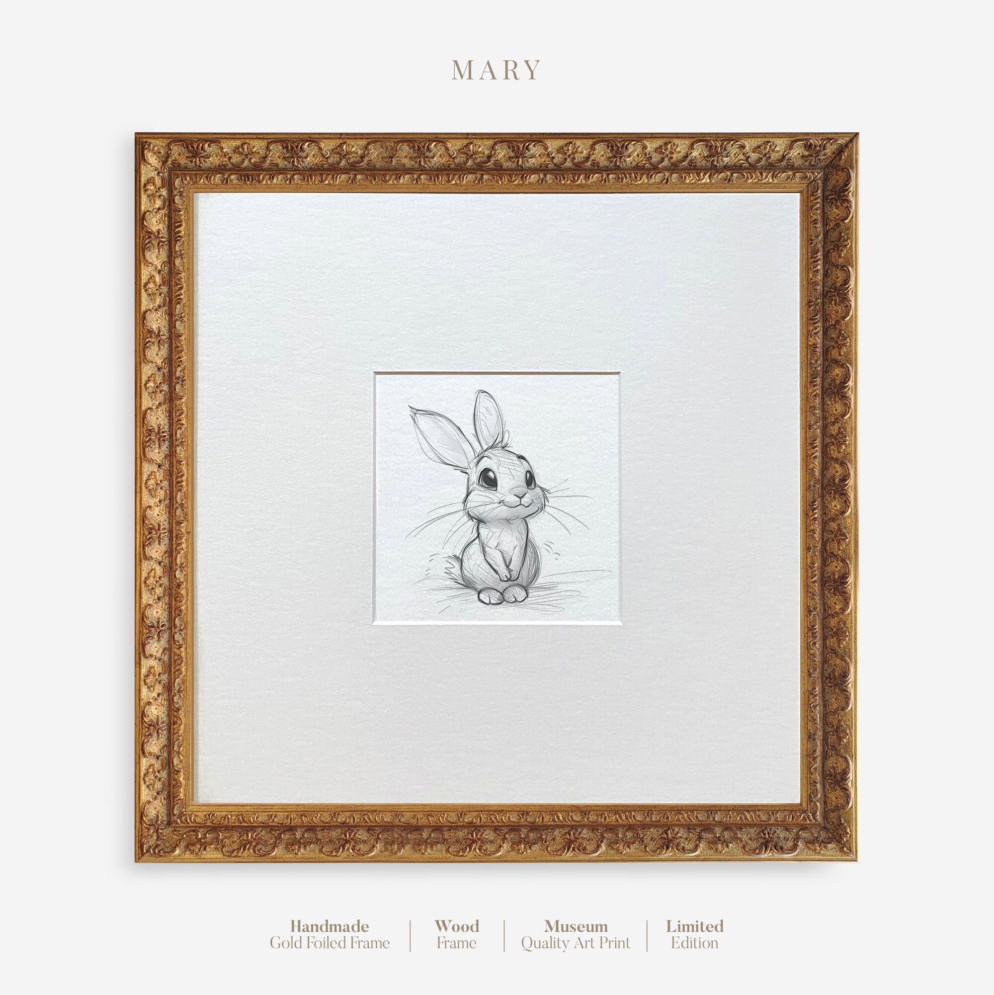 Framed Rabbit Sketch Art Print: Modern Nursery Wall Decor - Etsy
