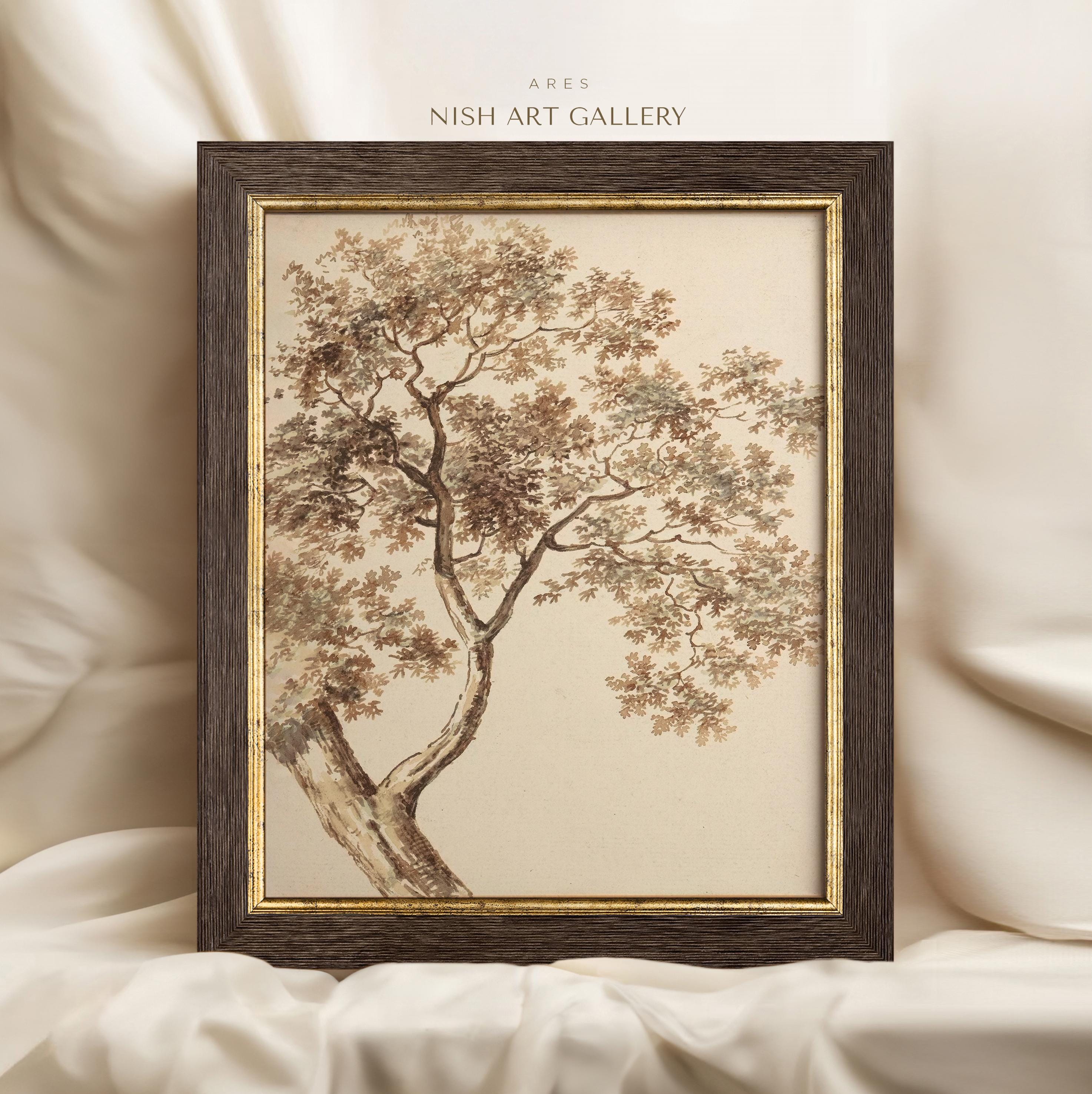 絵画 TREE Framed Tree Sketch Print: Vintage Landscape Wall Art #106 - Etsy