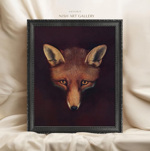 ひ*ん様 英国ヴィンテージ FOX FRAMES ｘ CROCKER.WILSO Framed Fox Print: Vintage Animal Illustration, Dark Moody Wall Art