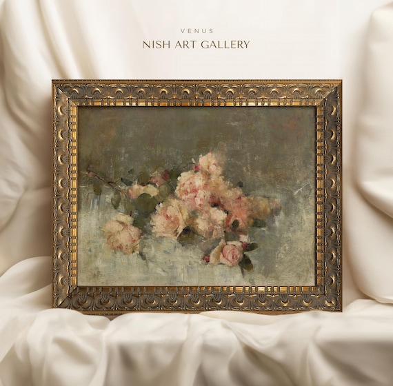 Vintage Framed Pink Roses Print: Cottage Botanical Wall Art #99 - Etsy