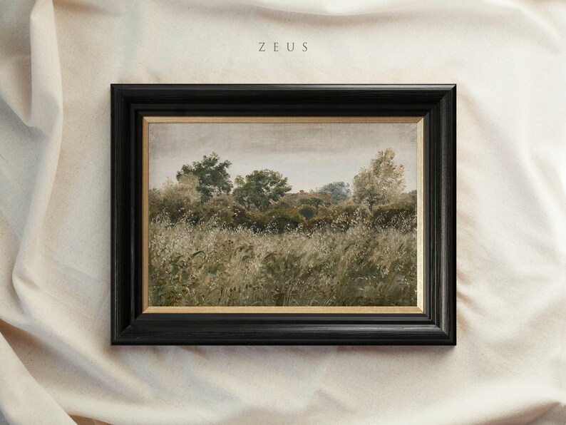 Vintage Art Framed, Country Meadow Landscape Painting, Antique Replica Painting, Ornate Gold Framed, Trend Wall Decor, Farmhouse Decor 181 ZEUS