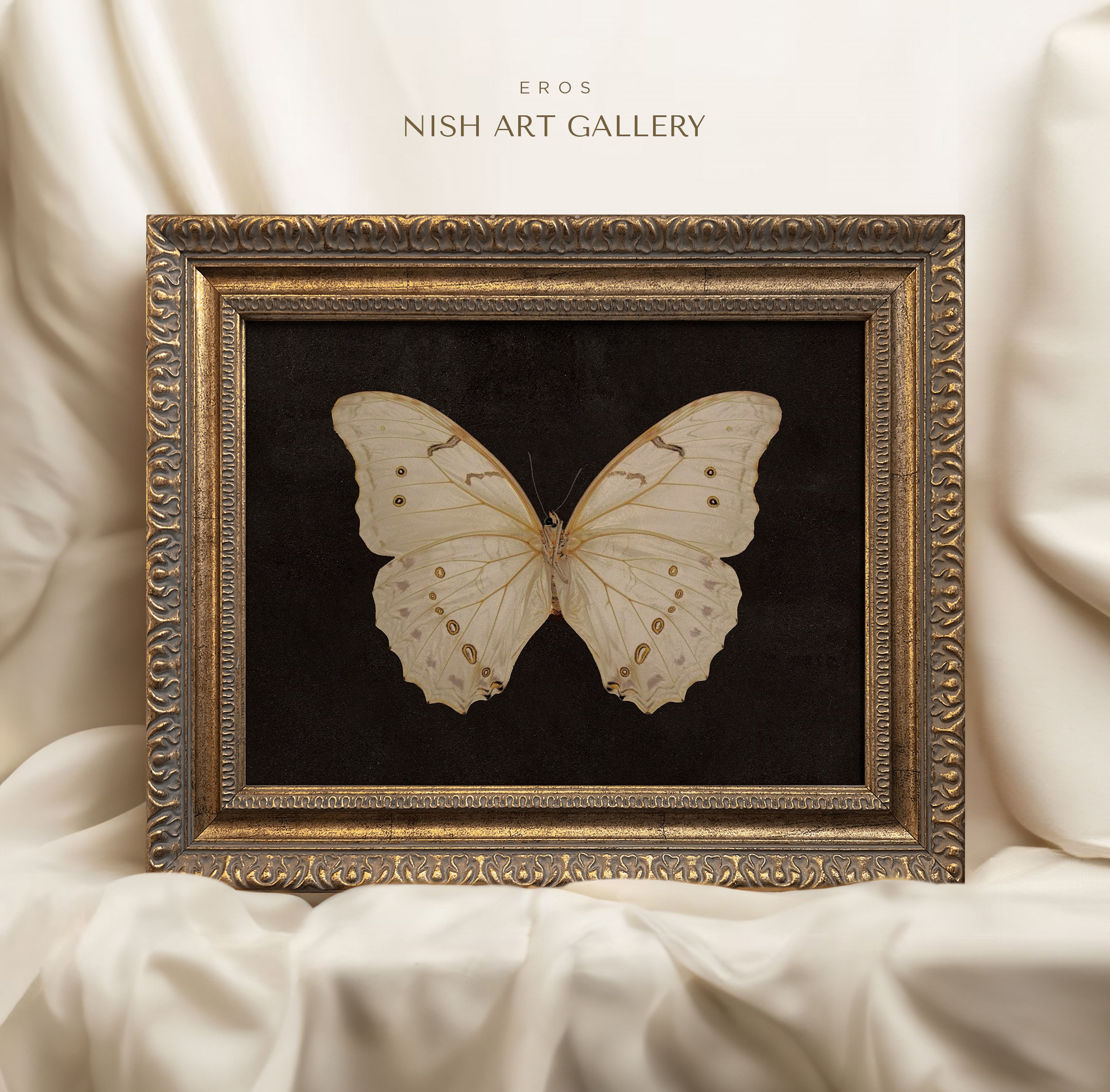 Framed Butterfly Art Print: Vintage Gothic Dark Academia Wall
