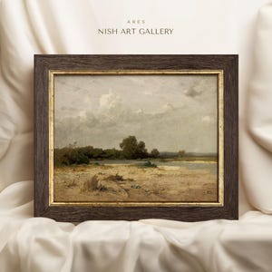 Framed Landscape Painting Print: Antique Farmhouse Wall Decor #65 ARES