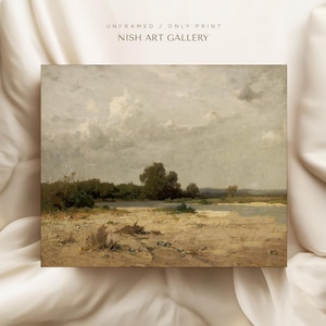 Framed Landscape Painting Print: Antique Farmhouse Wall Decor #65 UNFRAMED Only Print