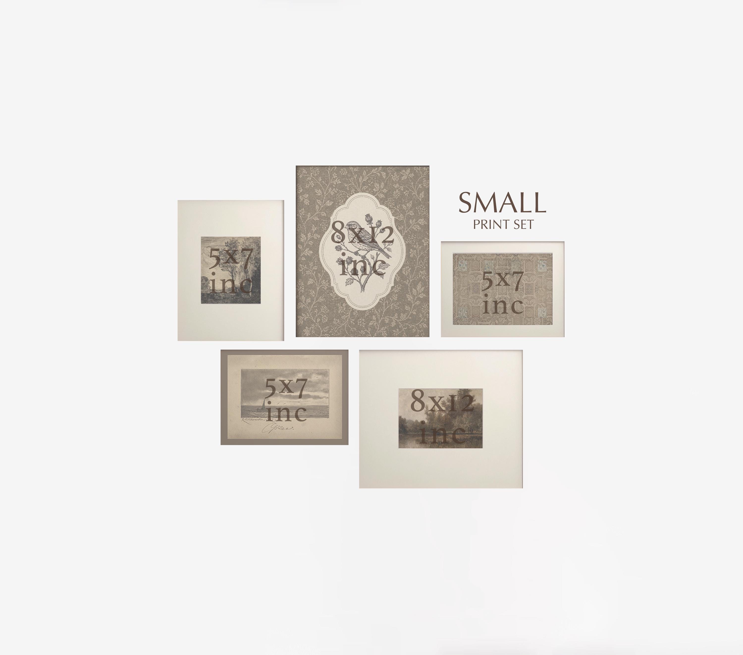 momorin  絵画５点 Set of 5 Framed Vintage Art Prints, Neutral Gallery Wall Decor
