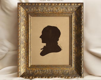 Retrato de silueta victoriana enmarcado: Arte de pared de estilo antiguo n.° 129